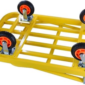 Platform Truck Heavy Platform Truck Steel Flat Handtruck Load 1320lbs Folding Push Cart Silent Flatbed Cart Bright Yellow Moving Dolly Cart Reliable