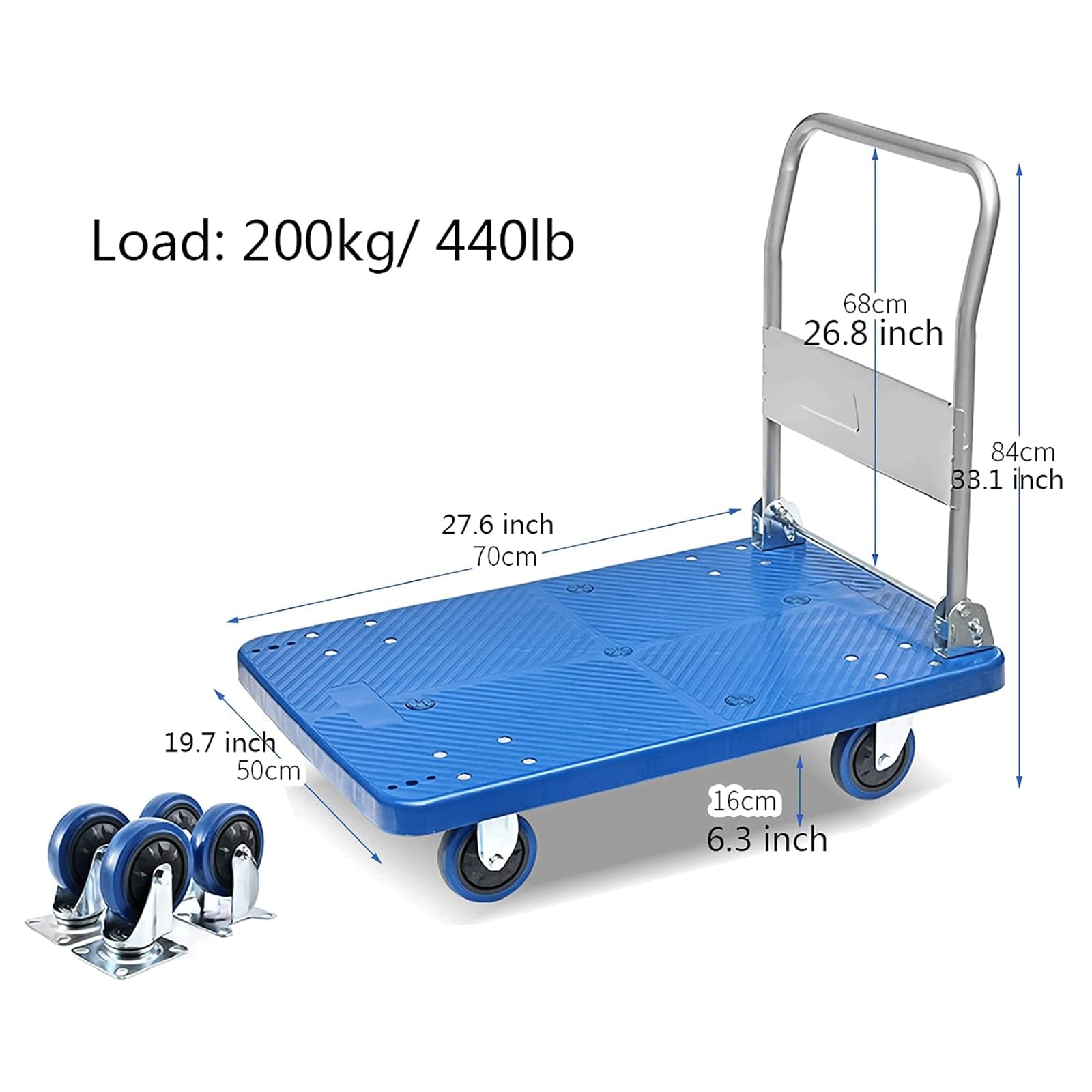 Platform Truck Small Platform Truck Load 440lb Flat Handtruck with Quiet Wheels Folding Push Cart Metal Moving Dolly Cart Heavy Flatbed Cart Reliable