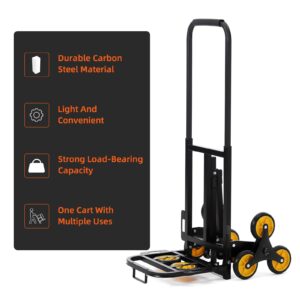 Stair Climber Trolley Cart Dolly, 330 Lbs Capacity Heavy Duty Stair Climber Trolley, Foldable Cart with Telescopic Handle and 10 Wheels