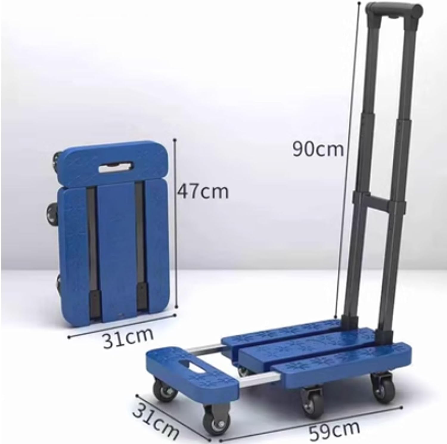 Platform Truck Extendable Platform Truck with 6 Rounds Flatbed Cart Metal Folding Push Cart Load 136lb Moving Dolly Cart Home Flat Handtruck Reliable