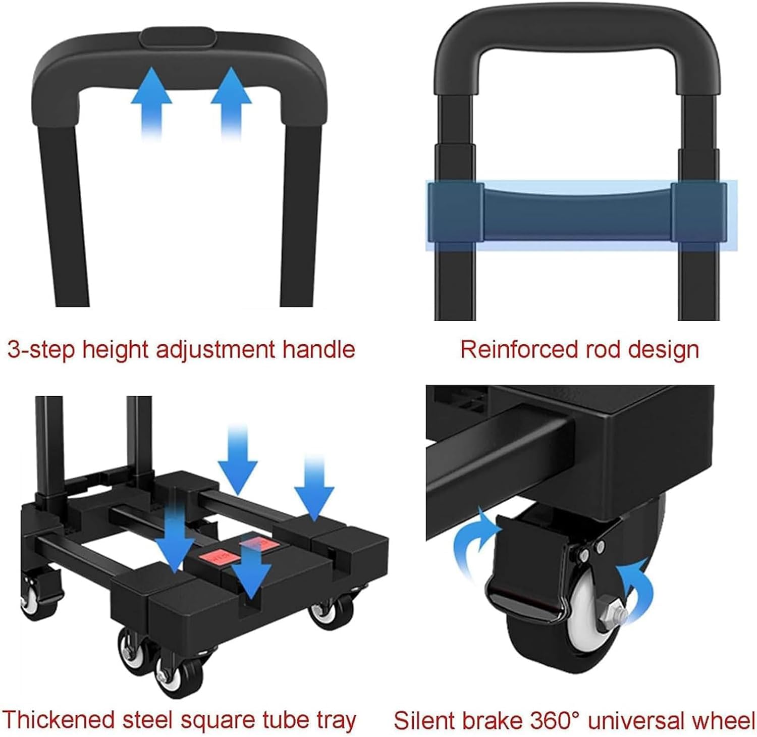 Platform Truck Platform Truck with 6 Wheels Flat Handtruck Metal Folding Push Cart Portable Flatbed Cart Load 330 Lbs Moving Dolly Cart Reliable