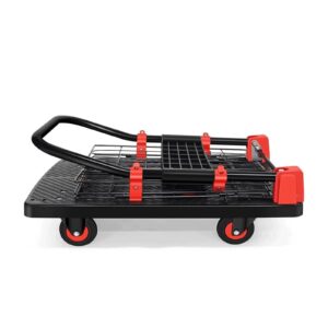 Platform Truck Platform Truck Metal Folding Push Cart with High Fence Moving Dolly Cart Portable Flat Handtruck Load 330lb Moving Dolly Cart Reliable