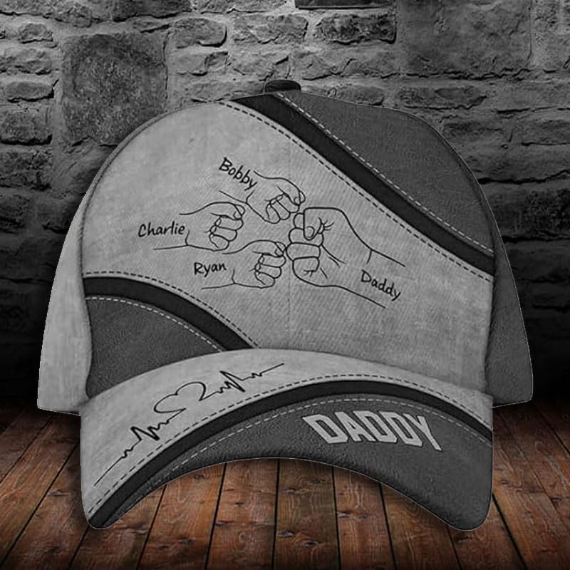 Pamaheart First Bump Daddy Grandpa Personalized Classic Cap for Dad, Dad Hat, Grandpa Hat, Custom Dad Grandpa Hat with Kids Name, Dad Cap, Gift for Daddy On Father's Day, Dad Hats for Men Grandpa