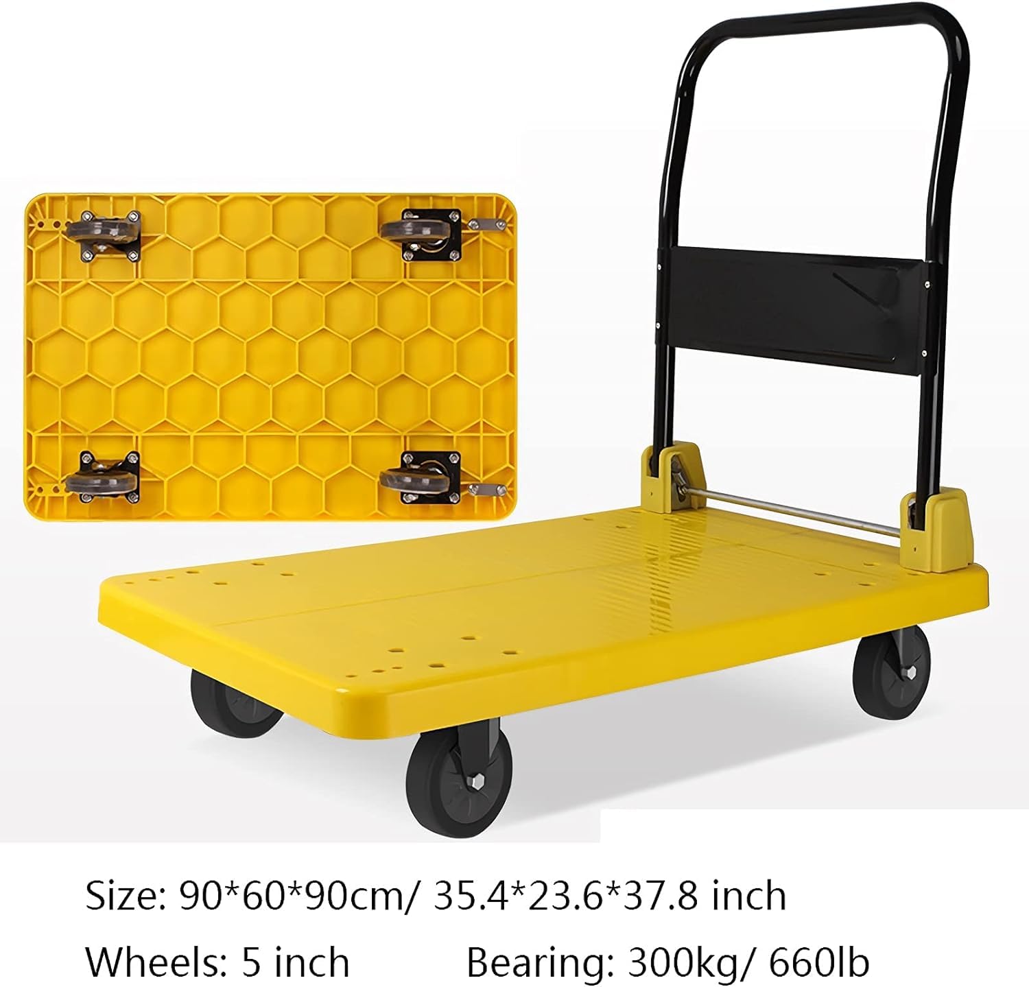 Platform Truck Portable Platform Truck Metal Handle Flat Handtruck with Wheels Folding Push Cart Load 330 Lb/ 660 Lb Moving Dolly Cart Reliable