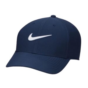 nike standard dri-fit club structured swoosh golf hat, navy, l/xl