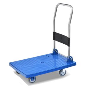 Platform Truck Small Platform Truck Load 440lb Flat Handtruck with Quiet Wheels Folding Push Cart Metal Moving Dolly Cart Heavy Flatbed Cart Reliable