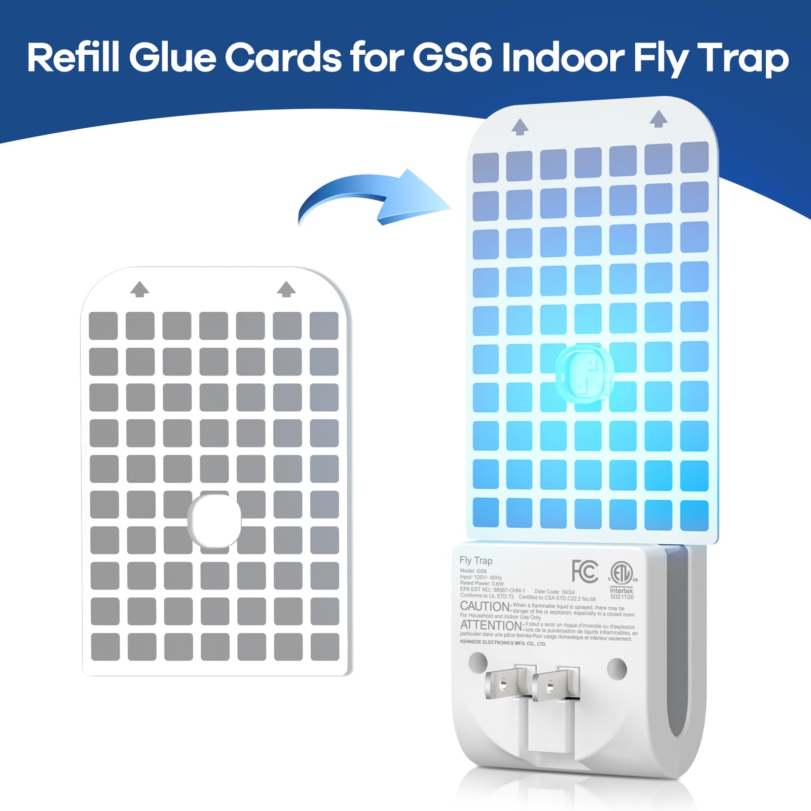 DFAGIE Refill Glue Cards for GS6 Fly Trap Indoor, Replacement Glue Card 5 Pack