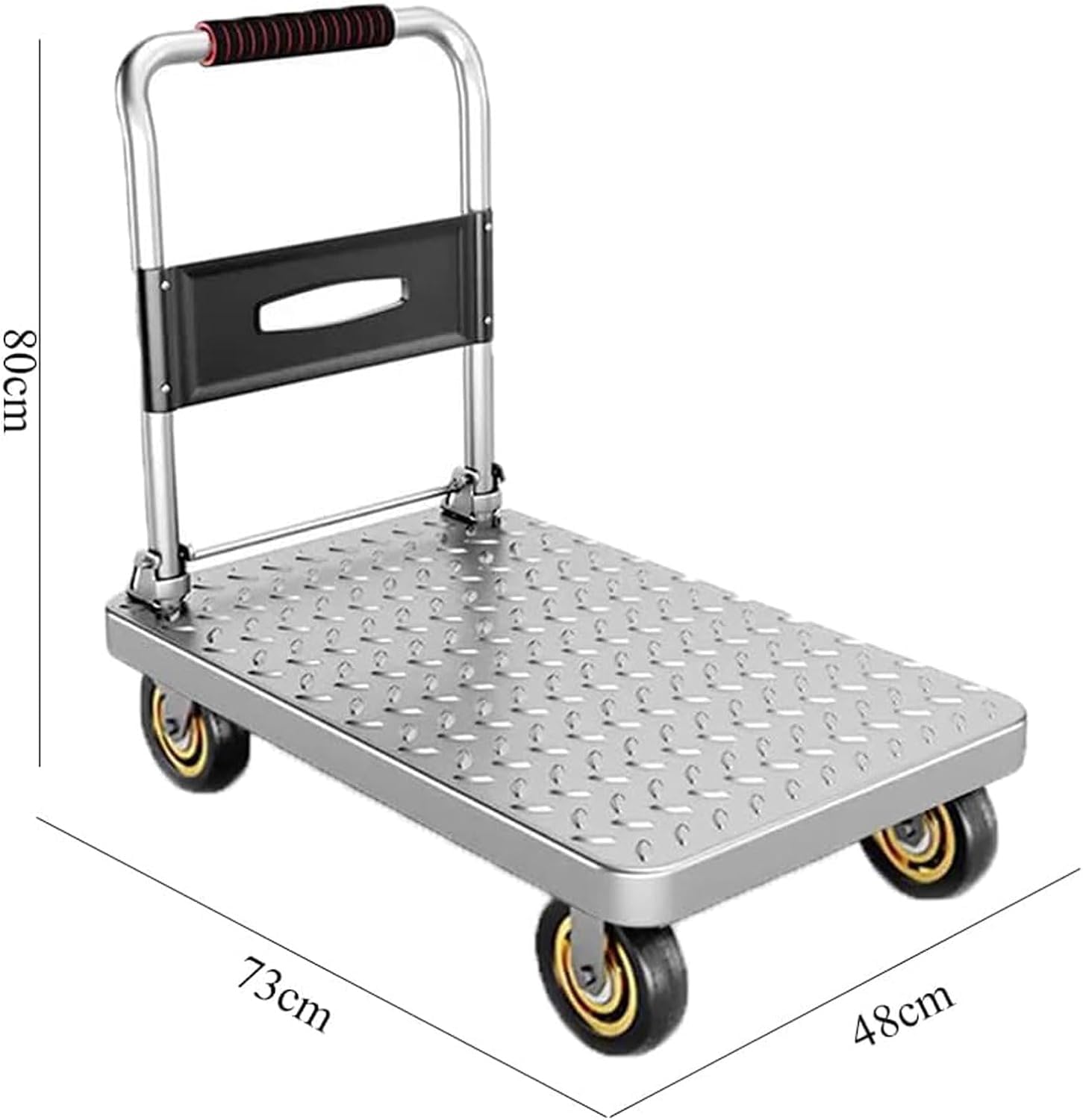 Platform Truck Folding Push Cart Steel Platform Truck Load 440 Lbs Flat Hand Truck Portable Flatbed Wagon 80 * 73 * 48cm Moving Dolly Cart Reliable