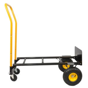 hand truck dual purpose 2 wheel dolly cart and 4 wheel push cart with swivel wheels 330 lbs capacity heavy duty platform cart for moving/warehouse/garden/grocery - black