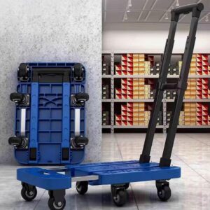 Platform Truck Extendable Platform Truck with 6 Rounds Flatbed Cart Metal Folding Push Cart Load 136lb Moving Dolly Cart Home Flat Handtruck Reliable