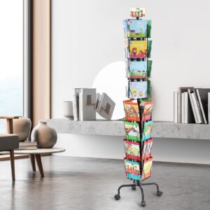 VEVOR Greeting Cards Display Rack, 32 Pockets Rotating Postcard Brochure Display Stand, 360° Spinning Card Display Rack with Sign Holder & 4 Wheels (2 Lockable) for Exhibitions Office Trade Show