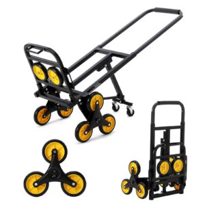 stair climber trolley cart dolly, 330 lbs capacity heavy duty stair climber trolley, foldable cart with telescopic handle and 10 wheels