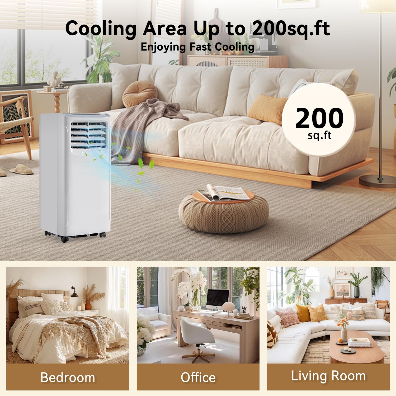 Breezestival Portable Air Conditioner, 8000 BTU Dehumidifier with Remote Control, 4-in-1 Portable AC Unit with Remote Control, Digital Display, 24 Hours Timer, Installation Kits, Free Standing