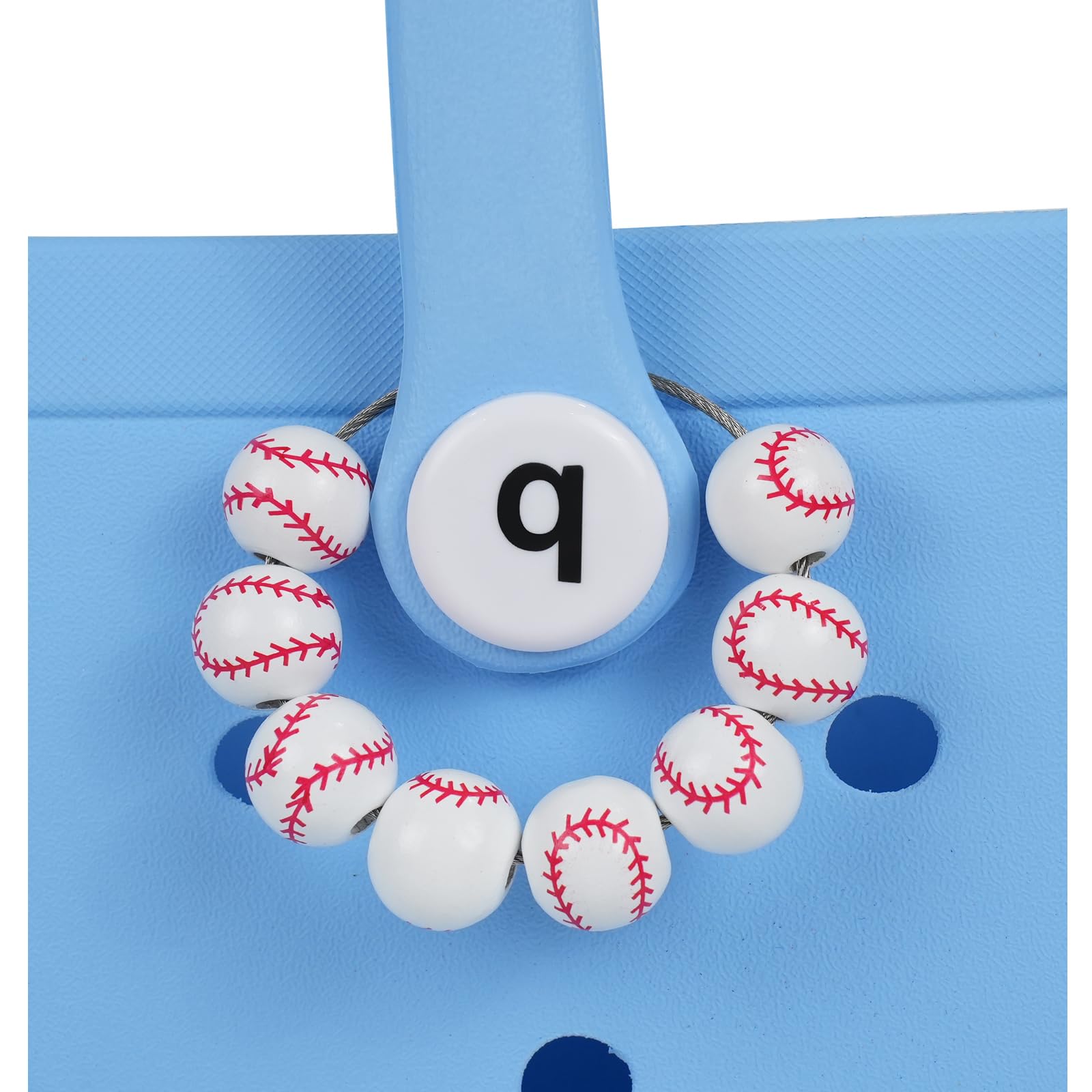 Renyqatt Baseball Charms for Bogg Bag and Simply Southern Tote, Sports Wooden Beads Accessories Charm for Beach Tote Bag, Accessories for Customizing Your Bag (Baseball Pattern)