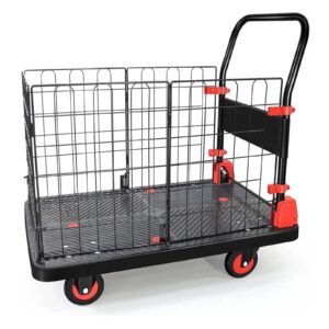 platform truck platform truck metal folding push cart with high fence moving dolly cart portable flat handtruck load 330lb moving dolly cart reliable