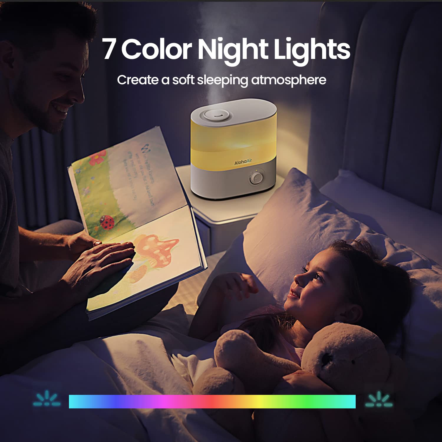 Humidifiers for Bedroom, 4.0L Humidifier for Home, Cool Mist Top Fill Essential Oil Diffuser, Large Room, Baby, and Plants, 7 Color Lights, Quiet, 360° Nozzle, Auto Shut-Off