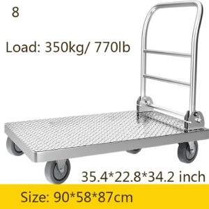 Platform Truck Flat Handtruck Steel Platform Truck with Wheel Folding Push Cart Load 880lb/ 1100 Lb Moving Dolly Cart Heavy Flatbed Cart Reliable