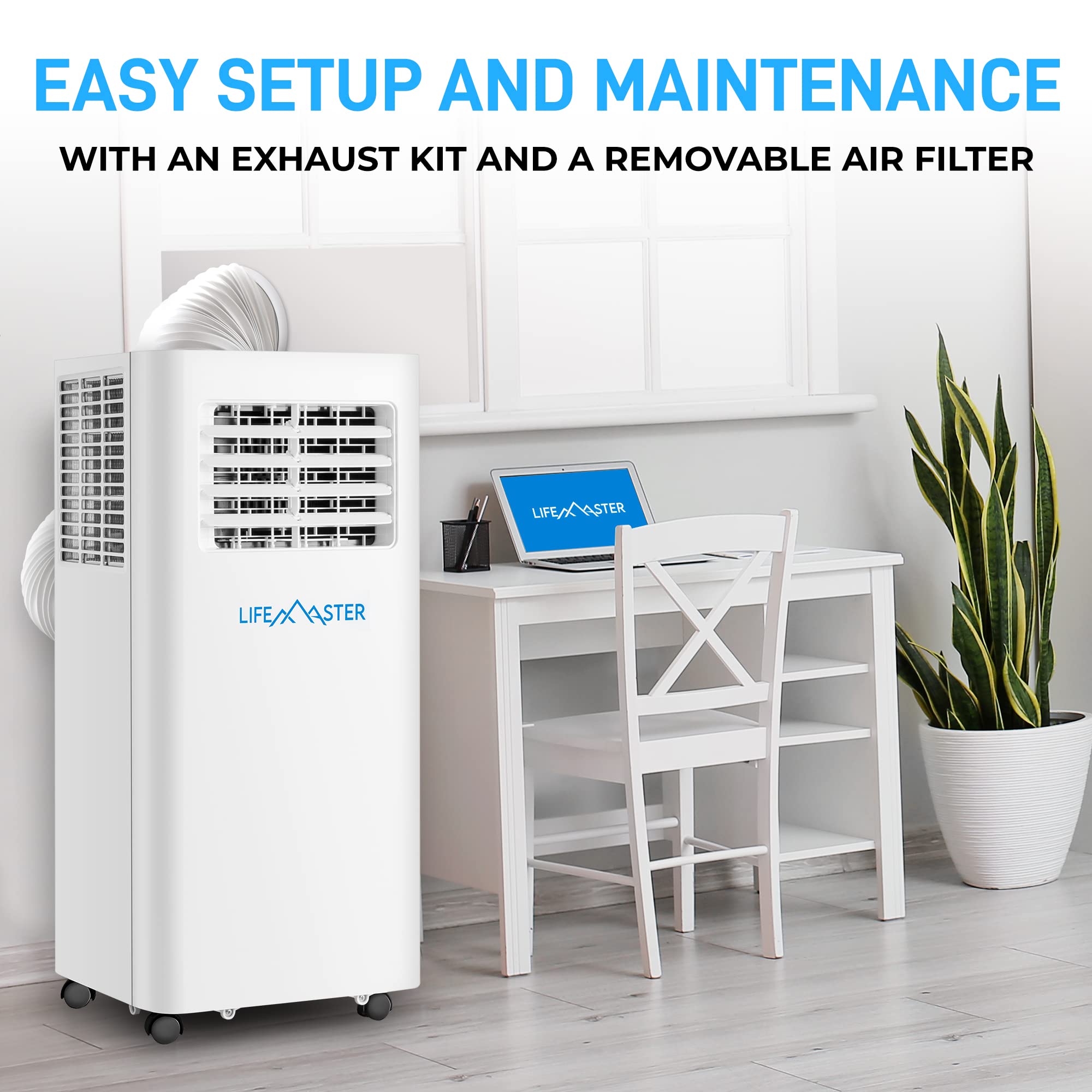 LifeMaster 10,000 BTU Portable Air Conditioners, Room Air Conditioner with Digital Remote for Room up to 450 Sq.Ft, 3-in-1 Portable AC Unit with with Installation Kit for Home/Office/Dorms