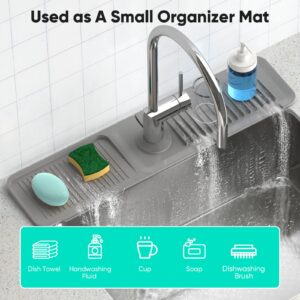 Snoquir 24 Inch Longer Kitchen Sink Splash Guard [5°Slope Fast Draining]Silicone Draining Mat for Kitchen Sink Faucet Mat Kitchen Sink Tidy Splash Guard Kitchen Sink Area Kitchen Faucet Draining Mat