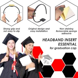 KHG 2 Pack Graduation Cap Headband, Grad Cap Headband Insert for Curly Hair and Other Hairstyles, Adjustable Headband Secured Holder for All Hats