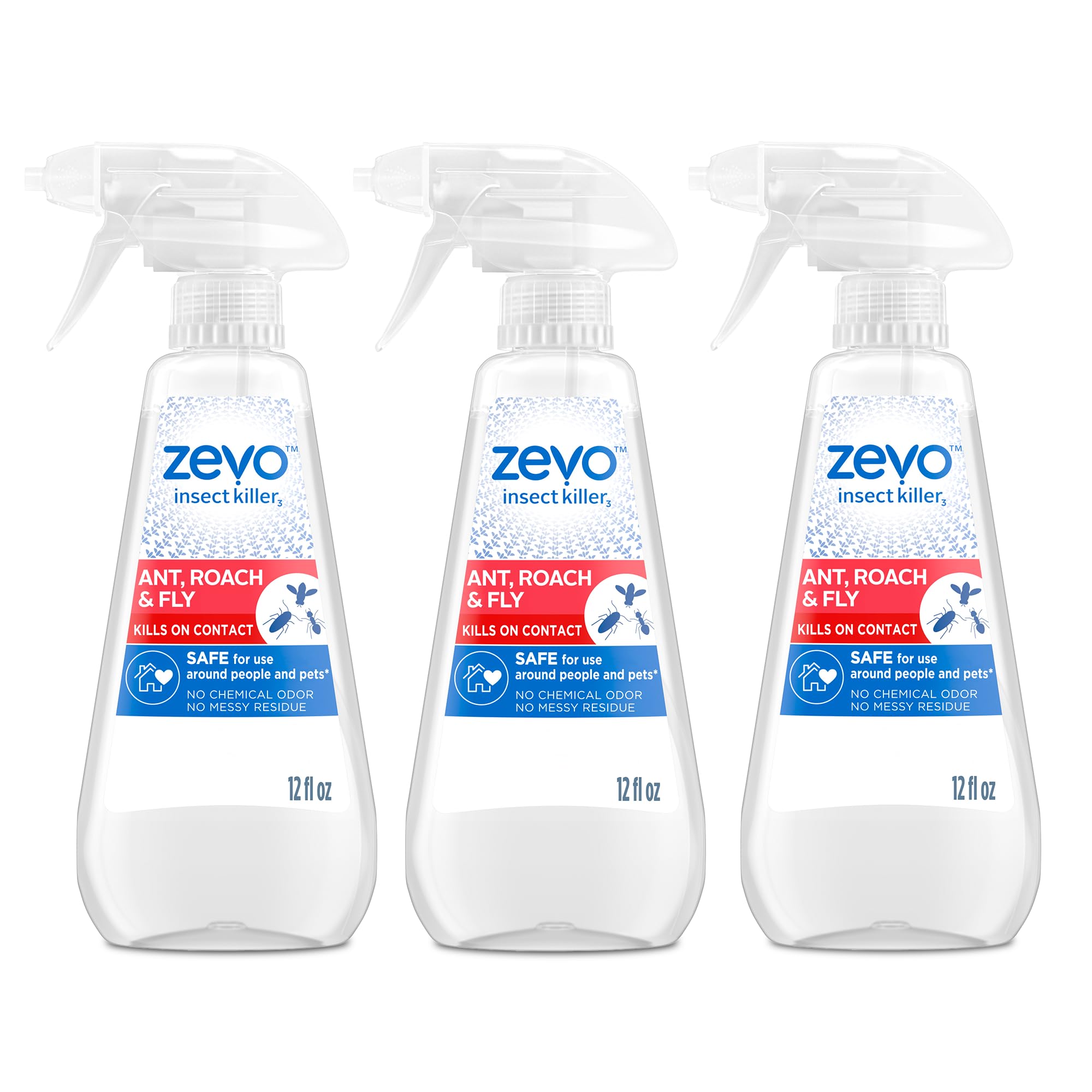 Zevo Multi Insect Bug Spray: Aerosol Spray Kills Ants, Roaches, Houseflies and Spiders - for Indoor and Outdoor Use (3 Bottles)