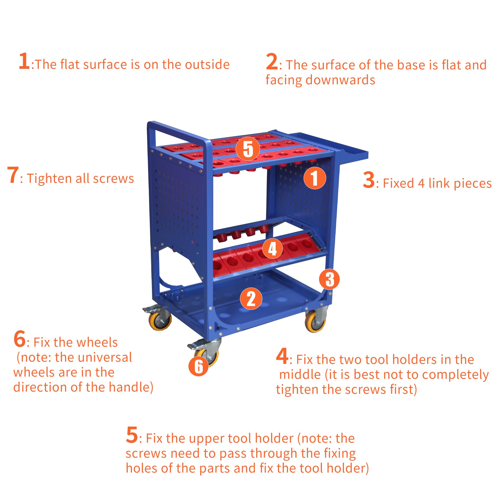 Tool Cart 40 Taper Holder, CNC Tool Cart with Rolling Wheel, 35 Capacity CAT40 Tool Trolley BT40 CNC Machine Tool Service Cart for Storehouse, Factory, Garage