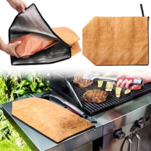 bbq blanket, bbq blanket for resting meat, reusable meat insulated resting bag with zipper for outdoor bbq, smokers and grilling ensures the meat is tender and juicy, brown