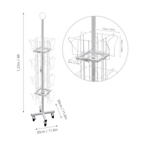 PSUFURV 16-Position 4-Tier Rotating Greeting Card Rack Greeting Card Display with 4 Universal Wheels Tiered Greeting Card Display Stand for Classrooms, Offices, Libraries, Shopping Malls (White)