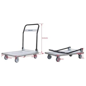 Platform Truck Flat Handtruck Aluminium Platform Truck Load 330-440 Lbs Folding Push Cart Metal Moving Dolly Cart Portable Flatbed Cart Reliable