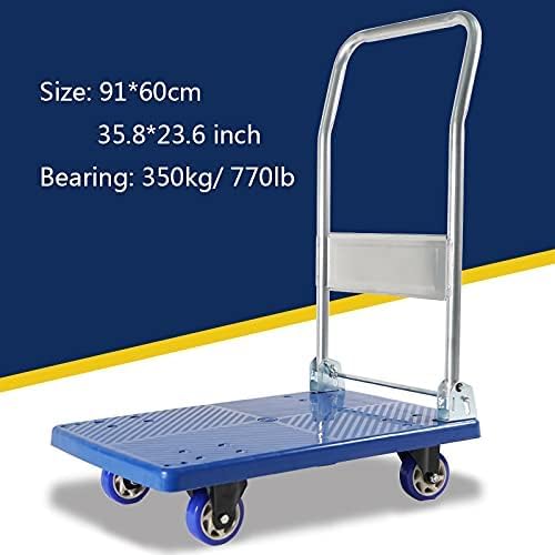 Platform Truck Flatbed Cart Metal Flatbed Cart with 4 Wheels Folding Cart Load 660lb /770lbs Flatbed Cart Lightweight Moving Dolly Cart Reliable