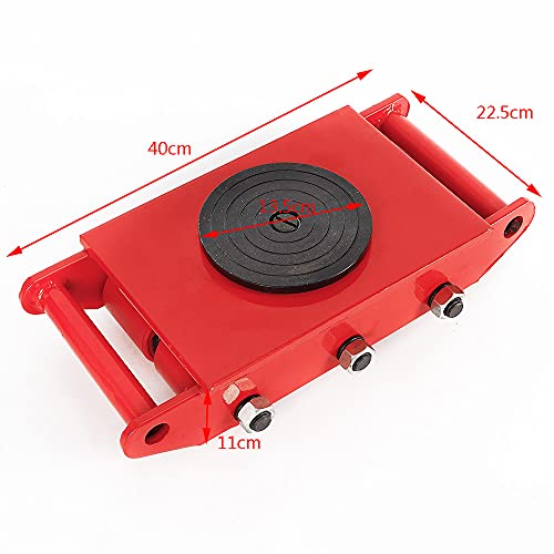 Industrial Machinery Mover,8T/17600lbs Heavy Duty Machine Dolly Skate for Storage Moving Equipment,Machinery Roller Mover Cargo Trolley with 360°Rotation Cap and 6 PU Anti-Slip Rollers (Red)