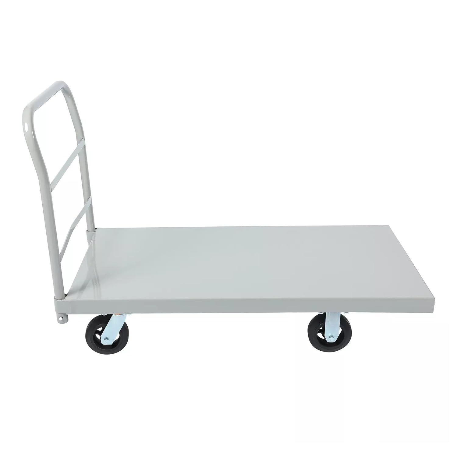 Saranya 18 Shop New Gray Flat Cart Hand Truck 2000 Lbs Capacity Trolley Heavy Duty Steel Push 4 Rubber Wheels Flatbed Industrial Moving Transport Platform 48.11" L x 23.66" W x 28.85" H