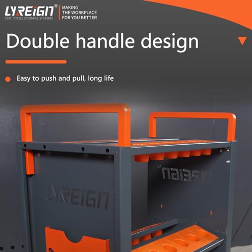 LYREIGN CNC Tool Organizers Service Carts, Multi-Function Workshop CNC Tool Holder Transfer Cart with Wheels, CNC Tool Holders Station for Storehouse Factory Garage