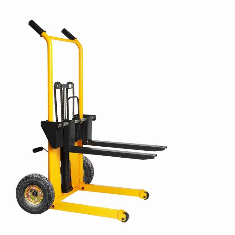 VisHomeYard Material Lift Winch Stacker, Pallet Truck Trolley, Lift Table, Forklift, 440 lbs, 35.4“ Max Lift, Wheel casters