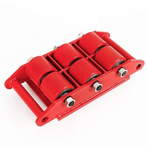 Industrial Machinery Mover,8T/17600lbs Heavy Duty Machine Dolly Skate for Storage Moving Equipment,Machinery Roller Mover Cargo Trolley with 360°Rotation Cap and 6 PU Anti-Slip Rollers (Red)