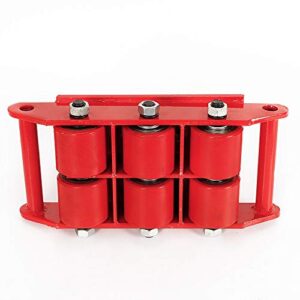 Industrial Machinery Mover,8T/17600lbs Heavy Duty Machine Dolly Skate for Storage Moving Equipment,Machinery Roller Mover Cargo Trolley with 360°Rotation Cap and 6 PU Anti-Slip Rollers (Red)