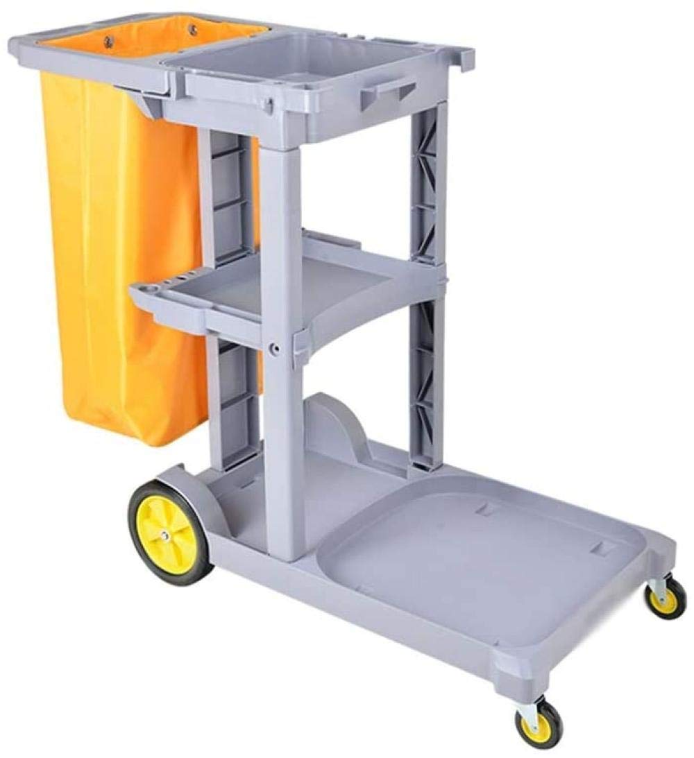 generic Serving Trolley Storage Trolley for Hotel Cleaning Tool Car Hospital Service Cart Linen Truck (Grey)