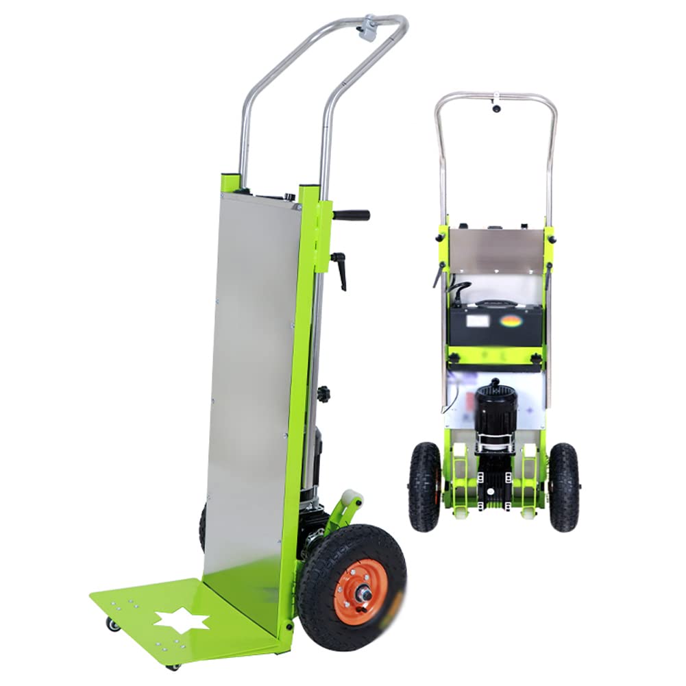 MIIKHI Electric Stair Climber Cart, Labor-Saving Hand Truck up and Down Stairs with Load 150Kg, Stepless Speed Regulation Trolley with Removable 48V / 22Ah Battery/Green/800W (Green 800W)