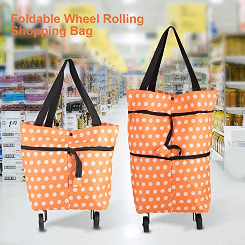 XIASABA Shopping Bag Oxford Cloth Reusable Shopping Bags with Wheel Rolling Dual Purpose Foldable Grocery Bags for Shopping