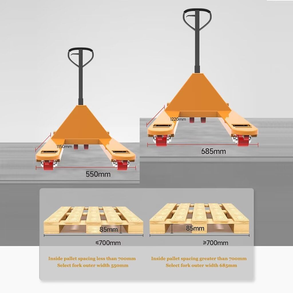 CZLELQQX 6600lbs Manual Hand Pallet Truck,48"" Long Forks Hydraulic Pallet Jack Dolly，Heavy Duty Pallet Jack for Warehouse Silent Adjustable Height Hand Truck Stacker(48""x27""Forks), HBB3.0
