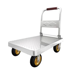 platform trucks,360 degree swivel wheels, 225kg capacity foldable push hand cart for loading and storage garage warehouse moving truck