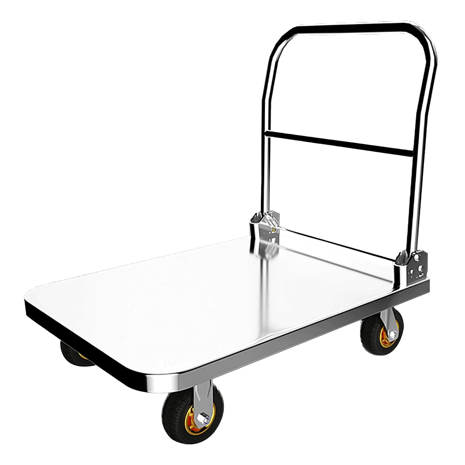 Platform Truck Heavy Platform Truck with 4 Wheels Folding Push Cart Stainless Moving Dolly Cart Load 150kg Flatbed Cart Light Flat Bed Wagon Reliable