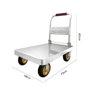 Platform Trucks,360 Degree Swivel Wheels, 225kg Capacity Foldable Push Hand Cart for Loading and Storage Garage Warehouse Moving Truck