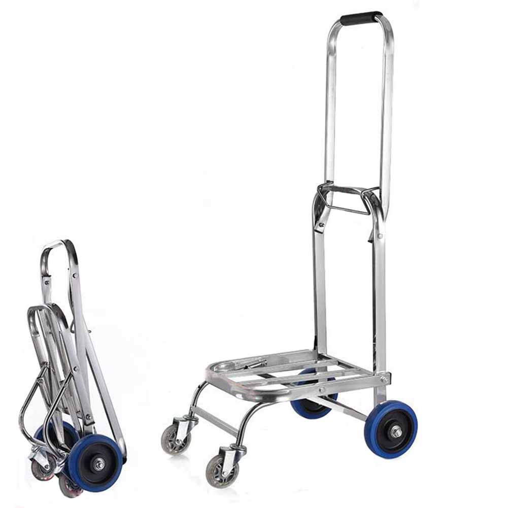 GTFDXJ Folding Heavy-Duty Trolley, Moving Goods and Handling Stainless Steel Domestic Trailer Trolley Car Climbing Stairs Stable Cart,D