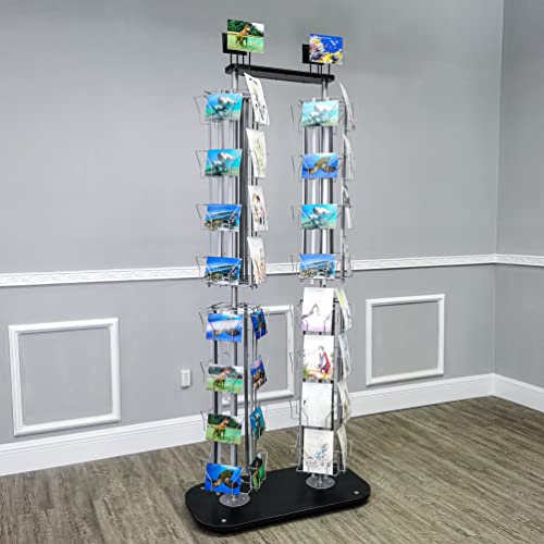 FixtureDisplays® DVD, CD, BlueRay, Literature,Greeting Card Postcard Rack Display High Capacity 64 Adjustable Pockets 5.1" to 10.6" Wide, up to 8" Tall Cards 11875NEWNPF