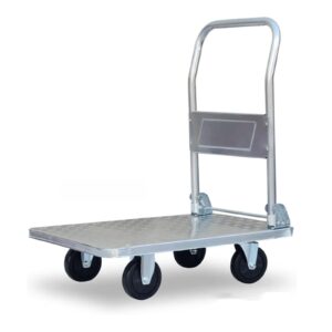 platform truck heavy platform truck steel folding push cart 360 degree swivel wheels moving dolly cart flat handtruck portable flatbed cart reliable