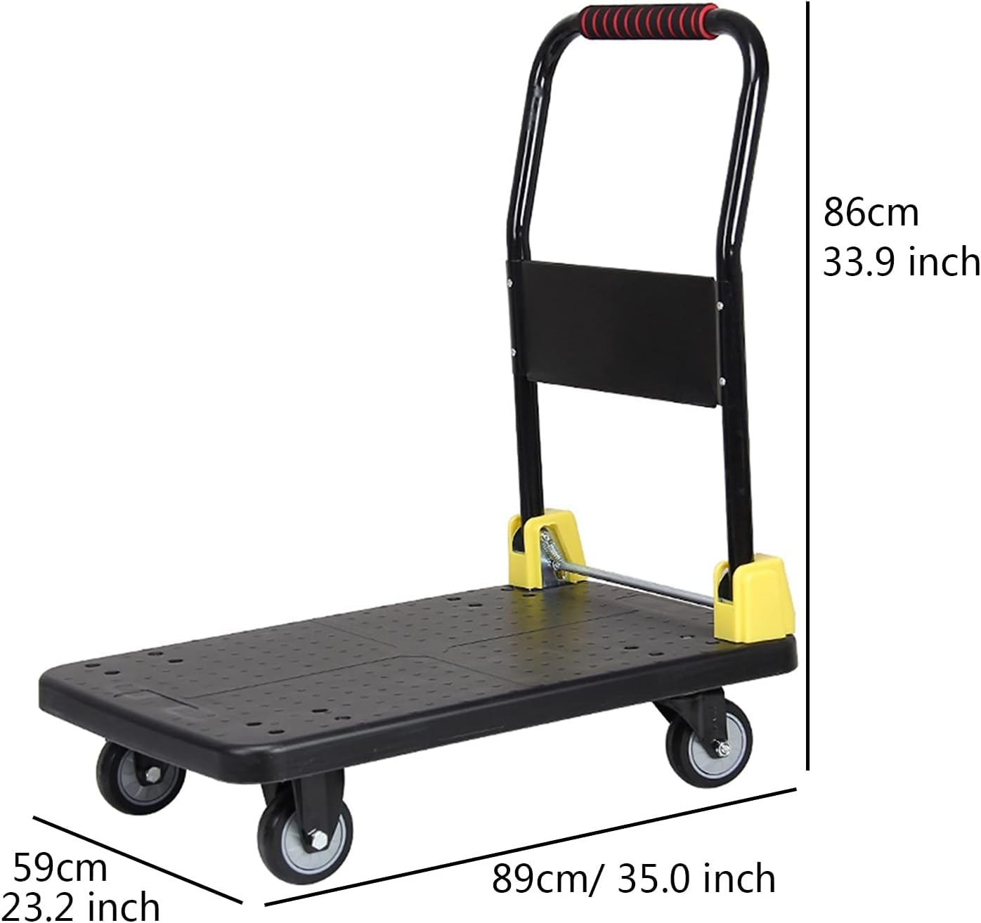 Platform Truck Flat Handtruck Metal Platform Truck with Wheels Moving Dolly Cart Load 880lb-1100lb Folding Push Cart Heavy Flatbed Cart Reliable