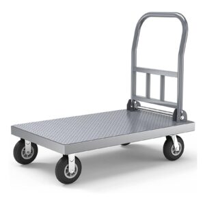 platform truck platform truck metal folding push cart with wheels flat handtruck load 500 kg moving dolly cart portable flatbed cart reliable