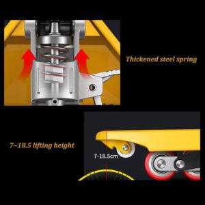 CZLELQQX Hydraulic Pallet Truck,6600bls Capacity Manual Pallet Jack,2.7~7.2 ""Lift Height Manual Forklift Pallet Stacker with PU Wheels(45""x21""Forks), CBYAC3.0