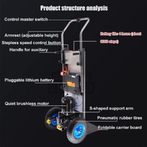 1200W Electric Stair Climber Cart, Professional Hand Truck, with Brushless Motor, Large Capacity Battery, Height and Speed Adjustable, 400Kg Load Capacity, for Carrying Material